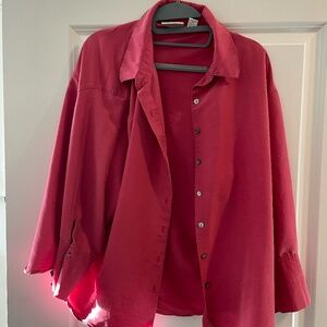 Lightweight Magenta Coastal Grandma Button-Up